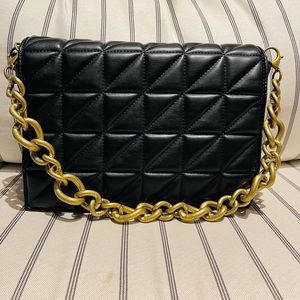 Women’s ZARA Trafaluc Quilted Crossbody Chain Purse Bag